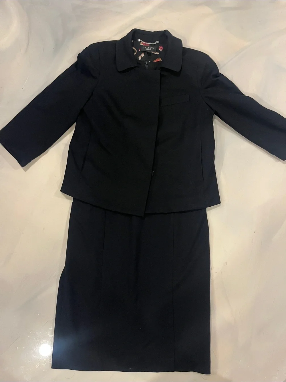 Talbots Black Women's Two-Piece Blazer and pencil dress Set with Printed Lining